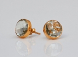 Vermeil Bezel Setting Green Amethyst Gemstone Earring