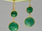 Vermeil Bezel Setting Green Onyx Gemstone Earring