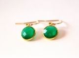 Vermeil Bezel Setting Green Onyx Gemstone Earring