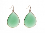 Vermeil Bezel Setting Green Onyx Gemstone Earring