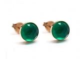 Vermeil Bezel Setting Green Onyx Gemstone Earring