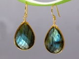 Vermeil Bezel Setting Labradorite Gemstone Earring