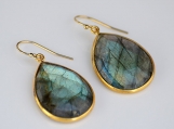 Vermeil Bezel Setting Labradorite Gemstone Earring