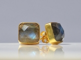 Vermeil Bezel Setting Labradorite Gemstone Earring