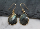 Vermeil Bezel Setting Labradorite Gemstone Earring