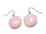 Vermeil Bezel Setting Pink Chalcedony Gemstone Earring