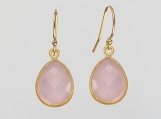 Vermeil Bezel Setting Pink Chalcedony Gemstone Earring