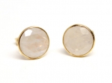 Vermeil Bezel Setting Rainbow Moonstone Gemstone Earring