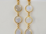 Vermeil Bezel Setting Rainbow Moonstone Gemstone Earring