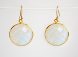 Vermeil Bezel Setting Rainbow Moonstone Gemstone Earring