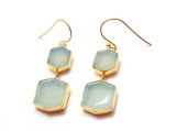 Vermeil Bezel Setting Rainbow Moonstone Gemstone Earring