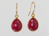 Vermeil Bezel Setting Red Onyx Gemstone Earring