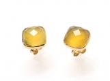 Vermeil Bezel Setting Yellow Chalcedony Gemstone Earring