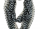 Black and White Chevron Infinity Scarf Eternity Zig Zag Stripe