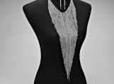 Chain Fringe Statement Necklace Set- Rhodium