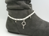 DC111 Silver and White Boot Chain with Rhinestone Drop