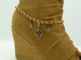 DC125 Gold and Brown Boot Chain with Rhinestone Accents