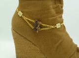 DC138 Gold and Amber Rhinestone Boot Chain