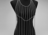 Draping Rhodium Fringe Vest Body Chain - Silver