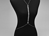 Draping Silver Rhodium Square Link Body Chain Body Jewelry