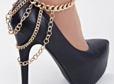 Gold 4 Layer Drape Chunky Curb Chain Ankle High-heel Shoe Anklet