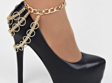 Gold 6 Layer Drape Circle Chain Anklet/Shoe Chain Heel Chain