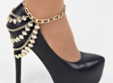 Gold 6 Layer Drape Sequin Anklet/Shoe Chain Gold High-heel Shoe 