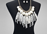 Oversized Pearl Bomb Bib Necklace - Gold Cream