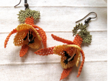 orange earrings,crochet earring,floral earring ,yellow earring