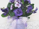 Purple ceramic pot with velvet Panises