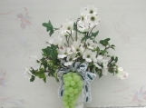 Urn vase with white Dogwood, Ivy and grape