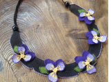 violet floral necklace,crochet necklace,floral necklace