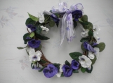 White and purple Pansies wreath