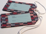Fabric Luggage Tags Red,White & Blue