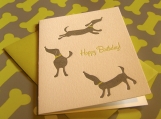 Happy Dogs Birthday Card (Single Card, Letterpressed)