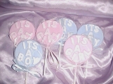 ONE DOZEN 12 ITS A BOY ITS A GIRL BABY SHOWER FAVOR OR ANNOUNCEMENT HANDPAINTED