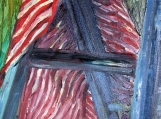 Painting of Striped Fabric on Step Ladder
