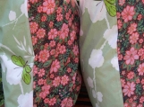 Vintage Fabric Pillow Cover Butterflies and Pink Flowers 