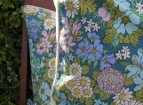 Vintage Fabric Pillow Cover Funky Daisy and Cream