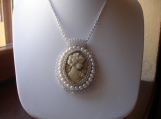 A beaded cameo vintage style necklace