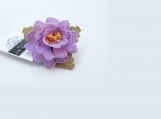 lilac,pink,floral pin,flower, brooch,crochet,violet,plum,