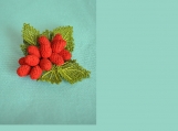 red,red berry crochet pin,fruit pin,berry brooch,crochet ,