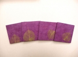 Purple Gold Bodhi Lokta Natural Fibre Paper Coaster Set (4 coasters)