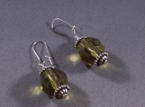 Sterling Silver and Faceted Green Earrings