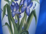 White Ceramic Vase with Purple Iris 