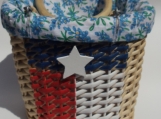 Texas Flag wicker Bag, lined with bluebonnet printed material.