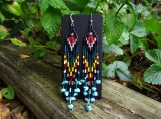 Spirit Dancer Seed Beaded Earrings with Turquoise