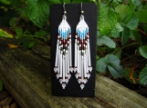 Winter White Cranberry Fest Hand Beaded Earrings