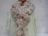 Cream and Gold Frilly Scarf