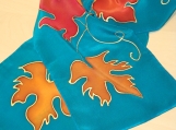  Hand painted  Crepe de chine Silk Scarf in autumn colours